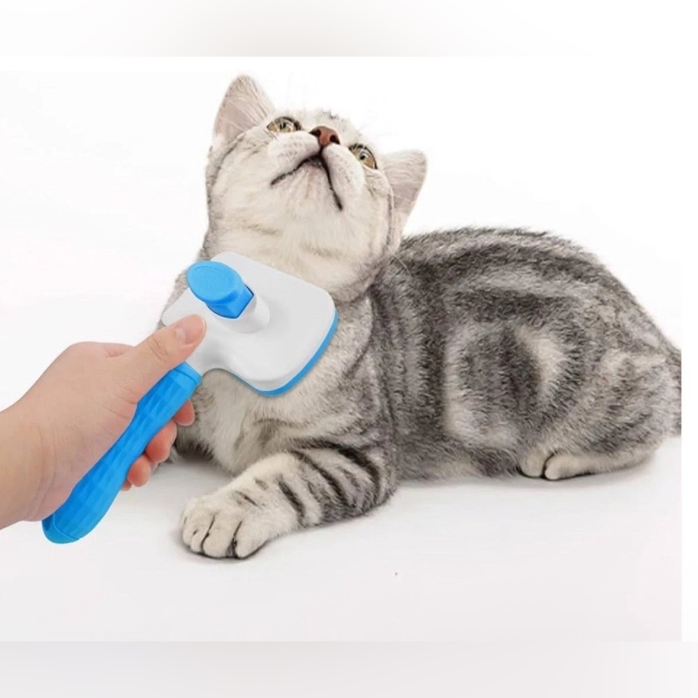 Self Cleaning Pet Grooming Slicker Brush Dog Cat Hair Remover Orange New Unused - Picture 10 of 11